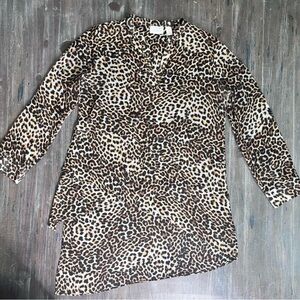 Chico's Asymmetrical Leopard Tunic Top Brown and Black Size 0 (Small)
